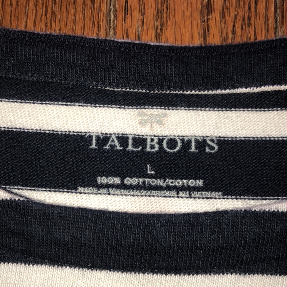 Talbots navy and white striped cotton top - Picture 2 of 5